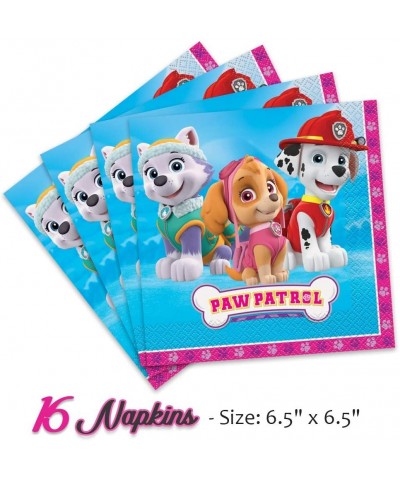 Paw Patrol Girls Party Supplies - Serves 16 - Plates (9")- Napkins- Cups- Paw Straws - Disposable Kids Birthday Dinnerware Bu...