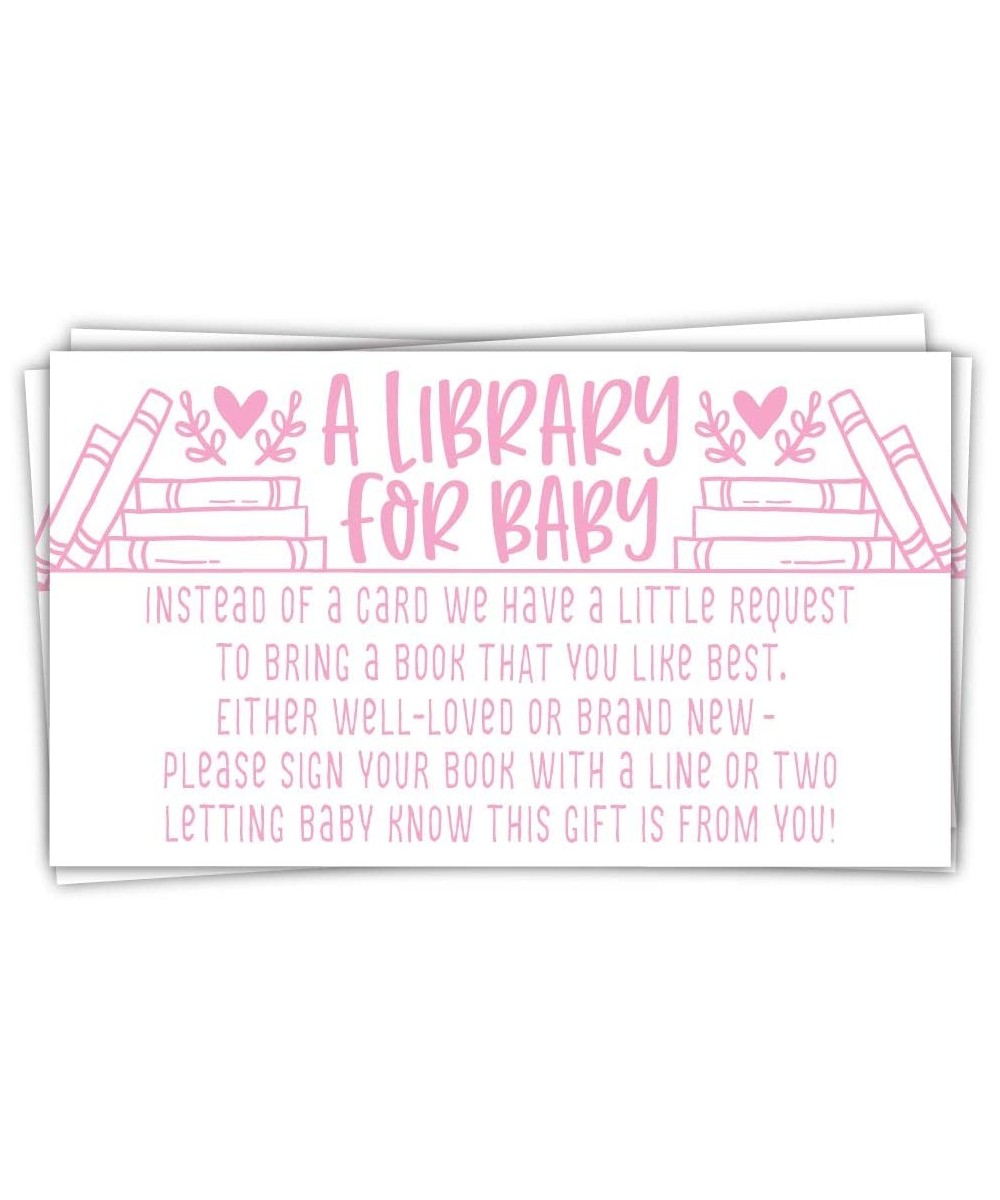 50 Pink Library for Baby - Girl Books for Baby Shower Request Cards - Invitation Insert - CE18YH0W3WA $7.20 Invitations