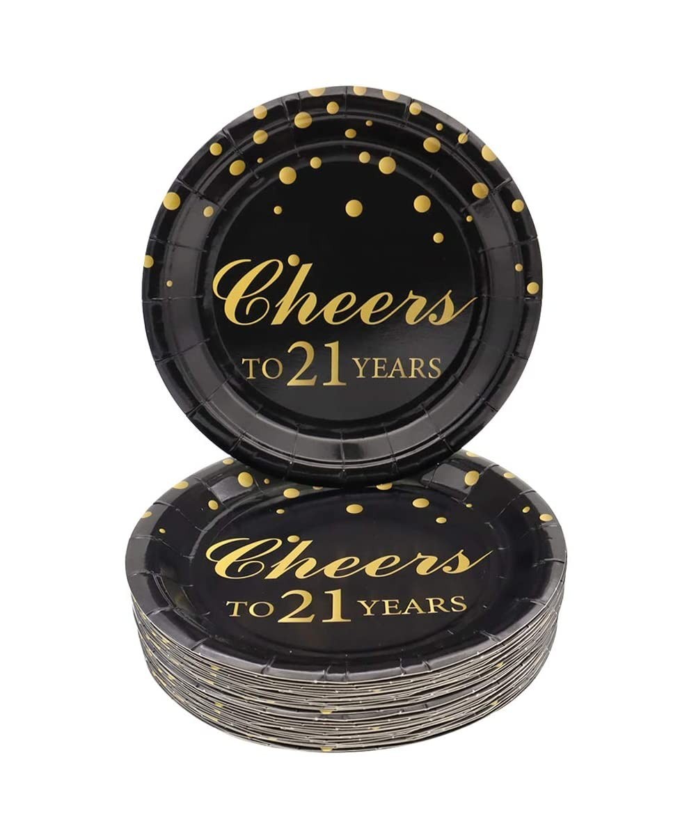 21th Birthday Party Supplies-50 PCS Cheers to 21 Years Disposable 7 Inch Paper Plates Dessert Plates for 21 Years Anniversary...