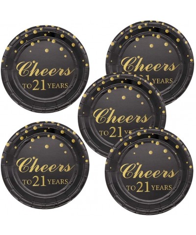 21th Birthday Party Supplies-50 PCS Cheers to 21 Years Disposable 7 Inch Paper Plates Dessert Plates for 21 Years Anniversary...