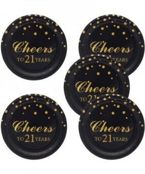 21th Birthday Party Supplies-50 PCS Cheers to 21 Years Disposable 7 Inch Paper Plates Dessert Plates for 21 Years Anniversary...