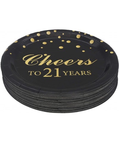 21th Birthday Party Supplies-50 PCS Cheers to 21 Years Disposable 7 Inch Paper Plates Dessert Plates for 21 Years Anniversary...