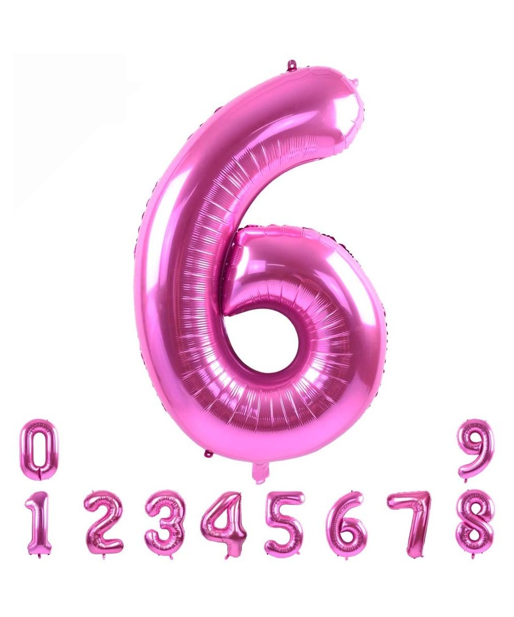 40 Inch Pink Large Numbers Balloons 0-9-Number 6 Digit Helium Balloons-Foil Mylar Big Number Balloons for Birthday Party Supp...
