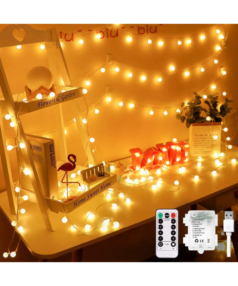 Globe String Lights for Bedroom Battery - 33ft 100 Led String Lights with Remote Controller-Battery Operated String Lights-De...