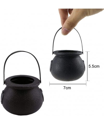 12 PCS Halloween Mini Candy Kettles Novelty Cauldron Kettles Cups Plastic Mini Black Witch Cauldron Multi-purposed Novelty Ca...