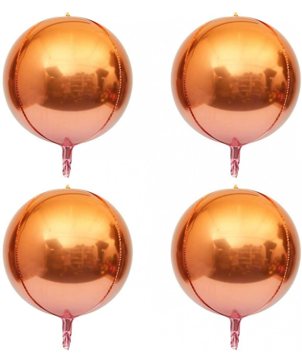 Rose Gold and Copper Ombre Balloons 4pcs Hangable 4D Foil Balloon Round Sphere Aluminum Mylar Balloon 16" Large Metallic Glob...