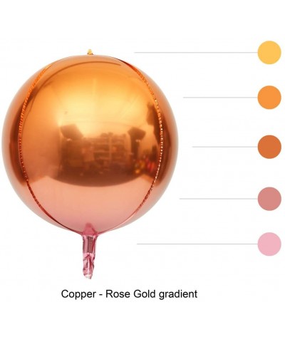 Rose Gold and Copper Ombre Balloons 4pcs Hangable 4D Foil Balloon Round Sphere Aluminum Mylar Balloon 16" Large Metallic Glob...