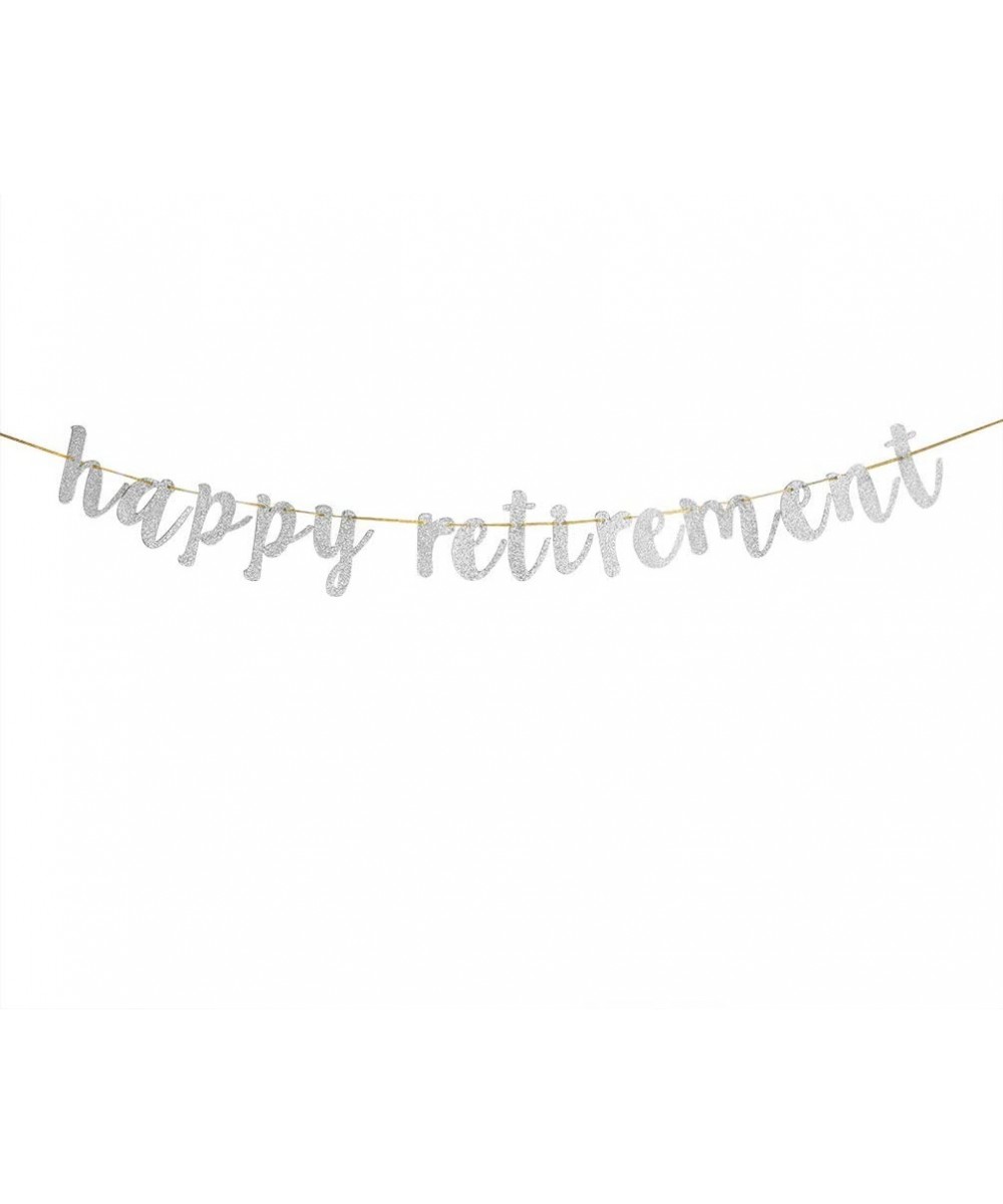 Glitter Silver Happy Retirement Banner for Farewell Leaving Finally Retiring Party Bunting Decoration - CV193ZTYM6U $7.39 Ban...