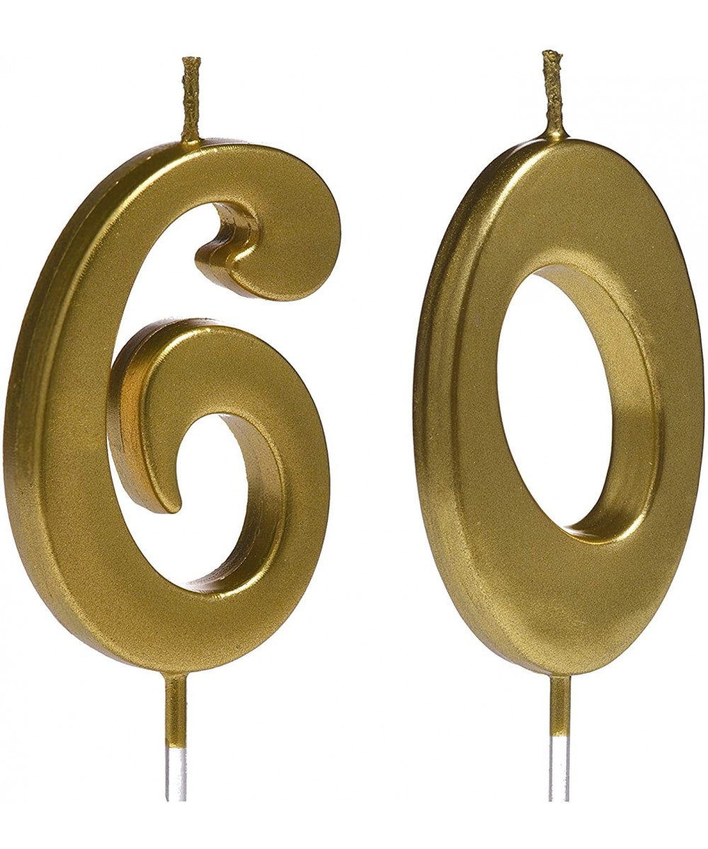 Gold 60th Birthday Candles-Number 60 Cake Topper for Party Decoration - CD192MI76W8 $7.24 Cake Decorating Supplies