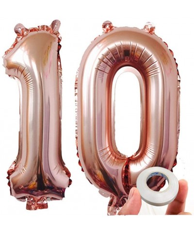40 in Number 10 Balloons Rose Gold for Sweet 10 Birthday Party Decorations (Number 10- 40 in- Rose Gold) - Rose Gold - CU18HL...