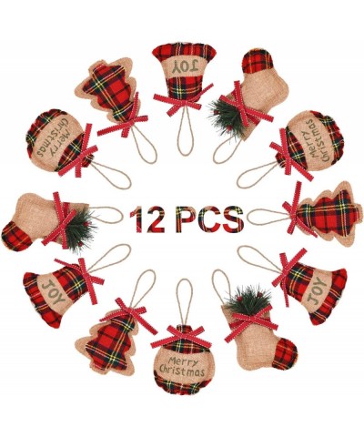 12 Pieces Christmas Burlap Tree Ornaments Hanging Decorations Christmas Stocking Tree Ball Shaped Decor for Christmas Party- ...