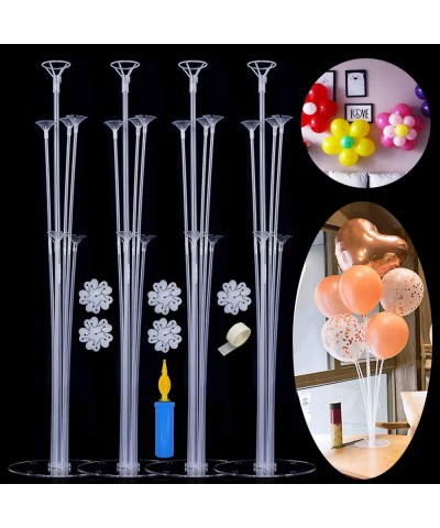 4 Sets of Balloon Table Stand Kit (7 Sticks 7 Cups 1 Base)- Reusable Clear Balloon Centerpiece Stand Table Desktop Holder wit...