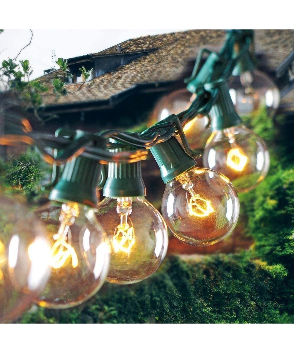 Outdoor String Lights- 25Ft G40 Globe String Lights with 27 Clear Glass Bulbs (2 Spare)- Connectable Patio String Lights UL L...