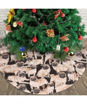 Christmas Tree Skirt 36 Inch Tree Mat Xmas Tree Ornament Black Pug Dog New Year Decor Festive Holiday Decoration Accessory - ...