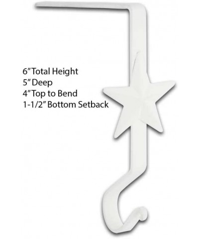 Stocking Hanger with Star 6" - White - Set of 4 - White - CC1883W7UG5 $25.08 Stockings & Holders