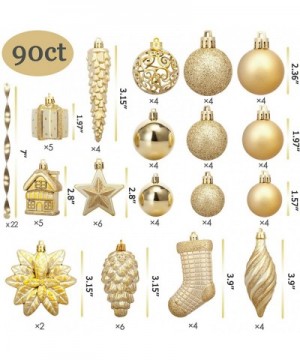 90ct Christmas Ball Assorted Pendant Shatterproof Ball Ornament Set Seasonal Decorations with Reusable Hand-Help Gift Boxes I...