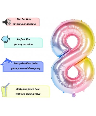 40 Inch Giant Foil Balloons Gradient Color Number Ballons Rainbow Party Balloons-Number 8 - Rainbow 8 - CL18SL86S65 $4.44 Bal...