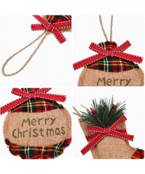 12 Pieces Christmas Burlap Tree Ornaments Hanging Decorations Christmas Stocking Tree Ball Shaped Decor for Christmas Party- ...