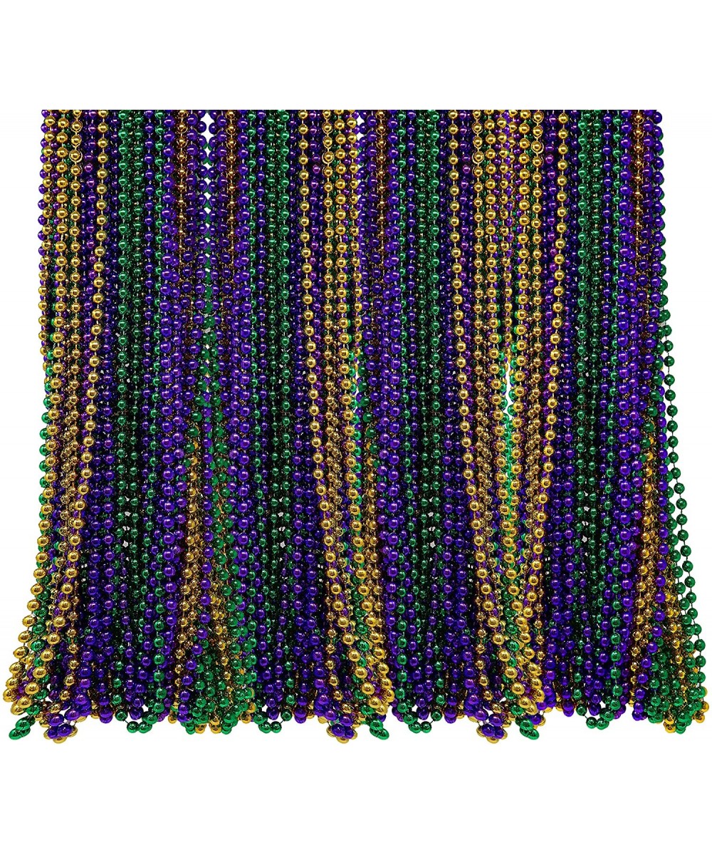 Bulk Pack of 72 Mardi Gras Colorful Beads Necklace 33 Inches Long 7mm Thick- Purple- Green- Gold Beads- Great for Party Favor...