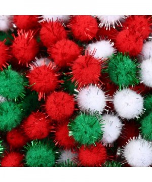 600 Pieces Christmas Pom Poms Glitter Pom Poms Arts and Crafts Making Balls for Christmas Craft Making Party Supplies (Red- G...