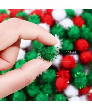 600 Pieces Christmas Pom Poms Glitter Pom Poms Arts and Crafts Making Balls for Christmas Craft Making Party Supplies (Red- G...