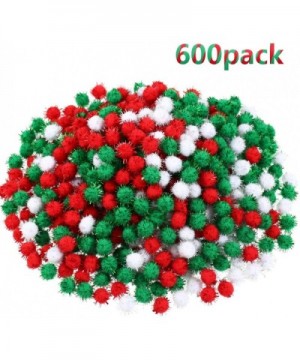 600 Pieces Christmas Pom Poms Glitter Pom Poms Arts and Crafts Making Balls for Christmas Craft Making Party Supplies (Red- G...