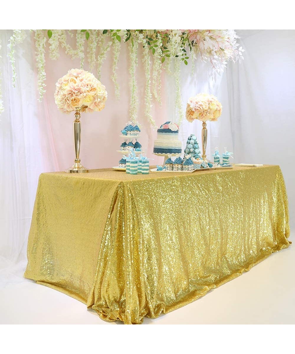 60x102-Inch Rectangular Gold Sequin Tablecloth for Wedding Party Christmas Day-Gold - Gold - C417YUICT39 $18.11 Tablecovers