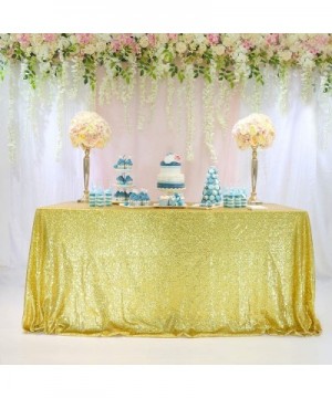 60x102-Inch Rectangular Gold Sequin Tablecloth for Wedding Party Christmas Day-Gold - Gold - C417YUICT39 $18.11 Tablecovers