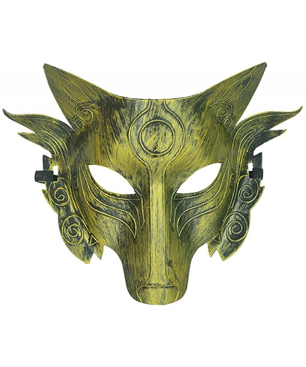 Wolf Mask Steampunk Style Scary Horror Devil Wolf Animal Masquerade Halloween Costume Cosplay Party mask - Gold - CW19G0LZ2X6...