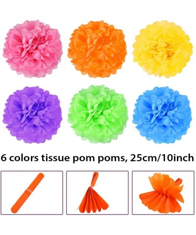 32 Pieces Fiesta Party Decoration Include Paper Fans- Tissue Paper Pom Poms- Circle Dot Garland and Tissue Paper Tassel for B...