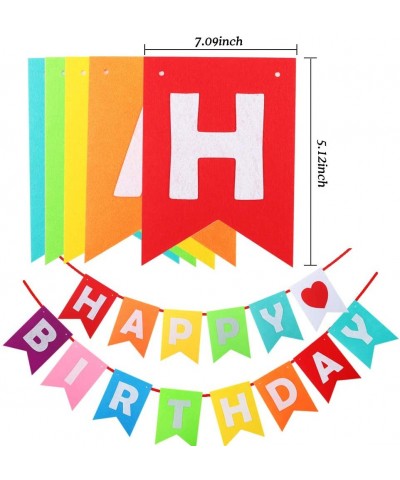 Happy Birthday Decorations- Happy Birthday Banner- Rainbow Birthday Party Decorations with Colorful Honeycomb Pom- Circle Dot...