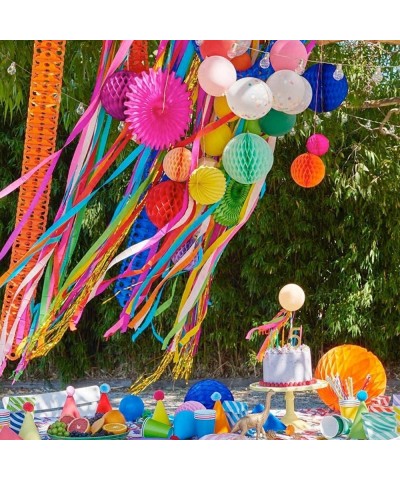 Happy Birthday Decorations- Happy Birthday Banner- Rainbow Birthday Party Decorations with Colorful Honeycomb Pom- Circle Dot...