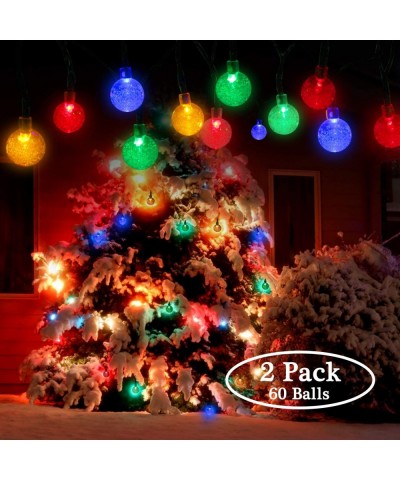2 Pack Solar Globe String Lights 30 LED 21.3Ft 8 Modes Waterproof Colorful Solar Fairy Lights Outdoor Decorative for Garden- ...