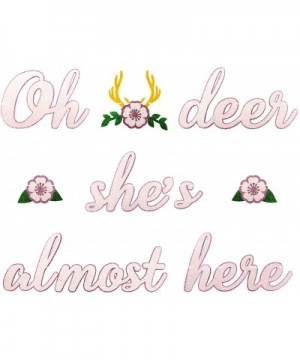 Deer Baby Shower Banner Oh Deer She's Almost Here Banner with Deer Antler and Flowers Boho Floral Themed Party Decor Woodland...