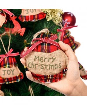 12 Pieces Christmas Burlap Tree Ornaments Hanging Decorations Christmas Stocking Tree Ball Shaped Decor for Christmas Party- ...