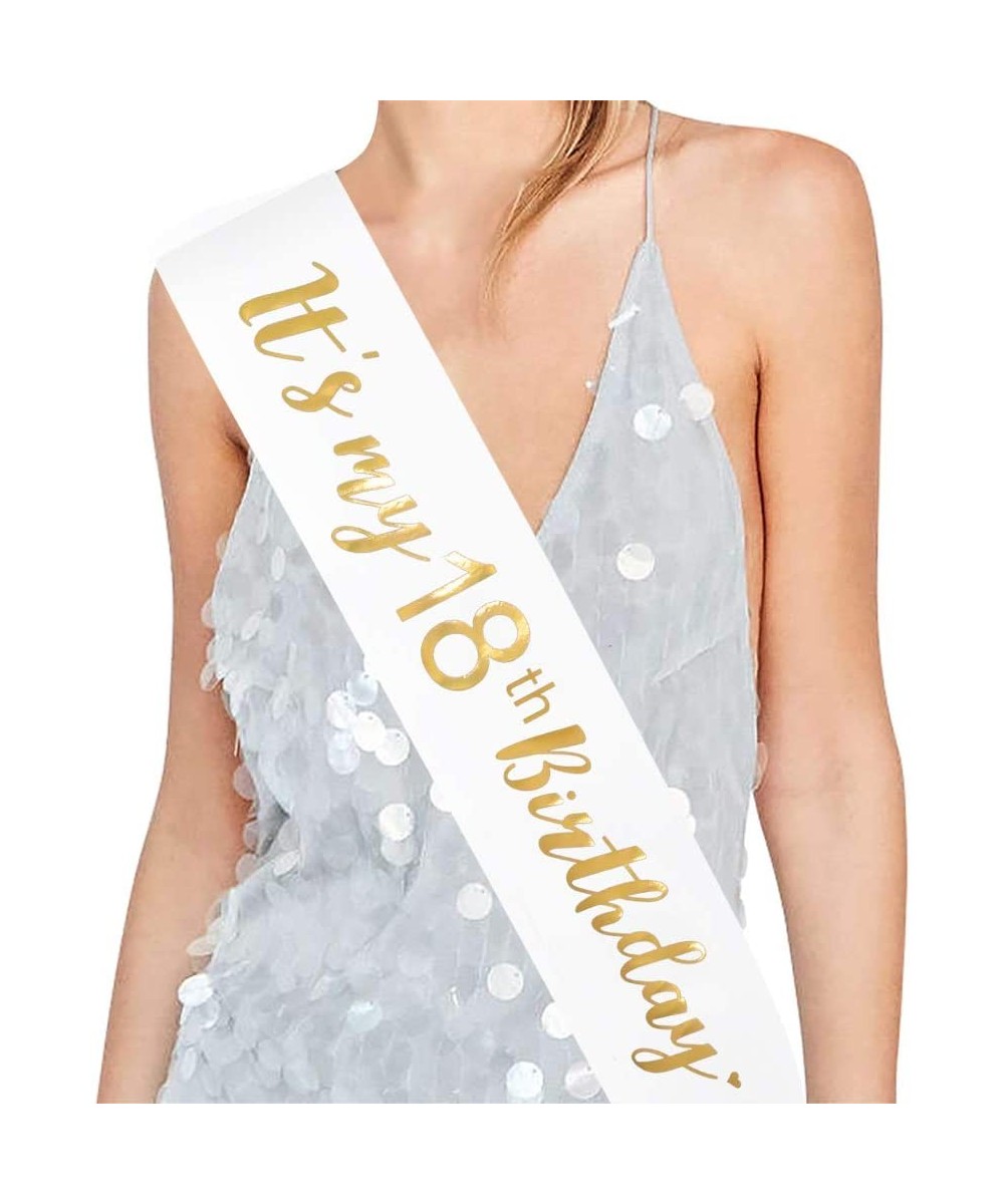 It's My 18th Birthday! Sash - 18th Birthday Sash 18th Birthday Party Supplies (White & Gold Foil) - CM18IRDESUW $6.17 Favors