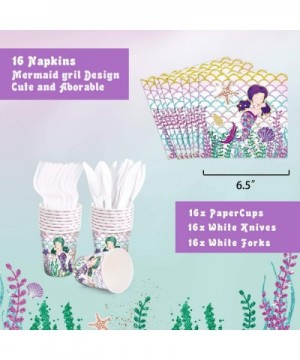 Mermaid Party Supplies Favor Kit-Mermaid Birthday Decoration For Girls Mermaid Plates Cups Napkins Straws Mermaid Birthday Ba...