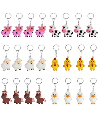 24 Pack Farm Animal Keychains for Farm Animal Party Favors Supplies- Kids Party Bag Fillers- School Carnival Rewards- Farm An...