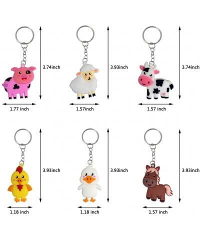 24 Pack Farm Animal Keychains for Farm Animal Party Favors Supplies- Kids Party Bag Fillers- School Carnival Rewards- Farm An...