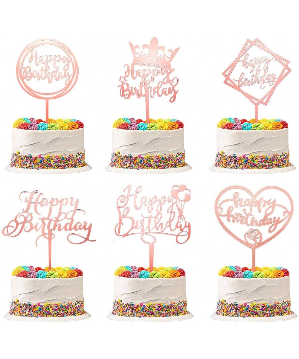 6 Pack Happy Birthday Cake Topper - Double-Sided Glitter Acrylic Cake Topper - Birthday Cake Supplies Decorations for Childre...