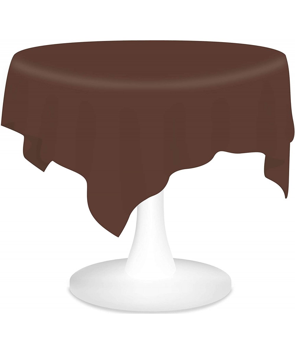 Brown Plastic Tablecloths 12 Pack Disposable Table Covers 84 Inch Circle Shower Party Tablecovers PEVA Vinyl Table Cloths for...