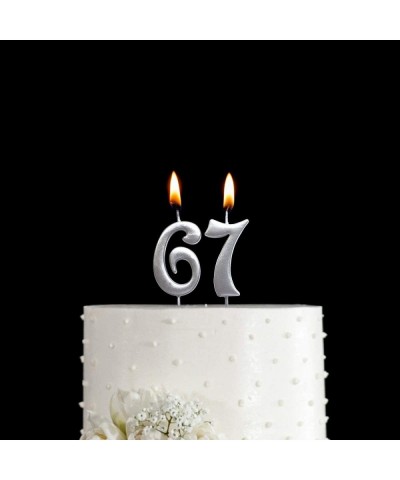 Silver 67th Birthday Numeral Candle- Number 67 Cake Topper Candles Party Decoration for Women or Men - CH18TYG3N7L $5.84 Cake...
