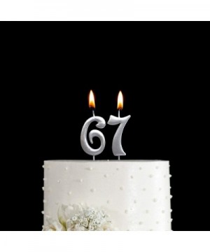 Silver 67th Birthday Numeral Candle- Number 67 Cake Topper Candles Party Decoration for Women or Men - CH18TYG3N7L $5.84 Cake...