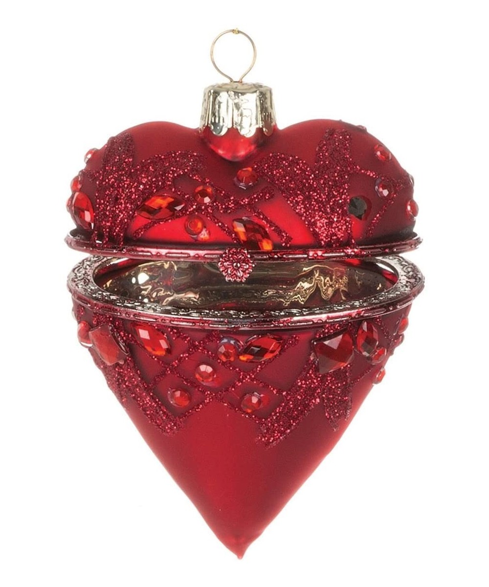 Glass Heart Shaped Christmas Ornament Box - C911P1AMKDP $11.41 Ornaments