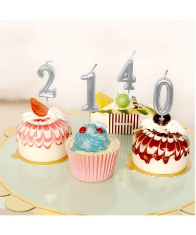 2nd Birthday Candle Two Years Silvery Happy Birthday Number 2 Candles for Cake Topper Decoration for Party Kids Adults Numera...