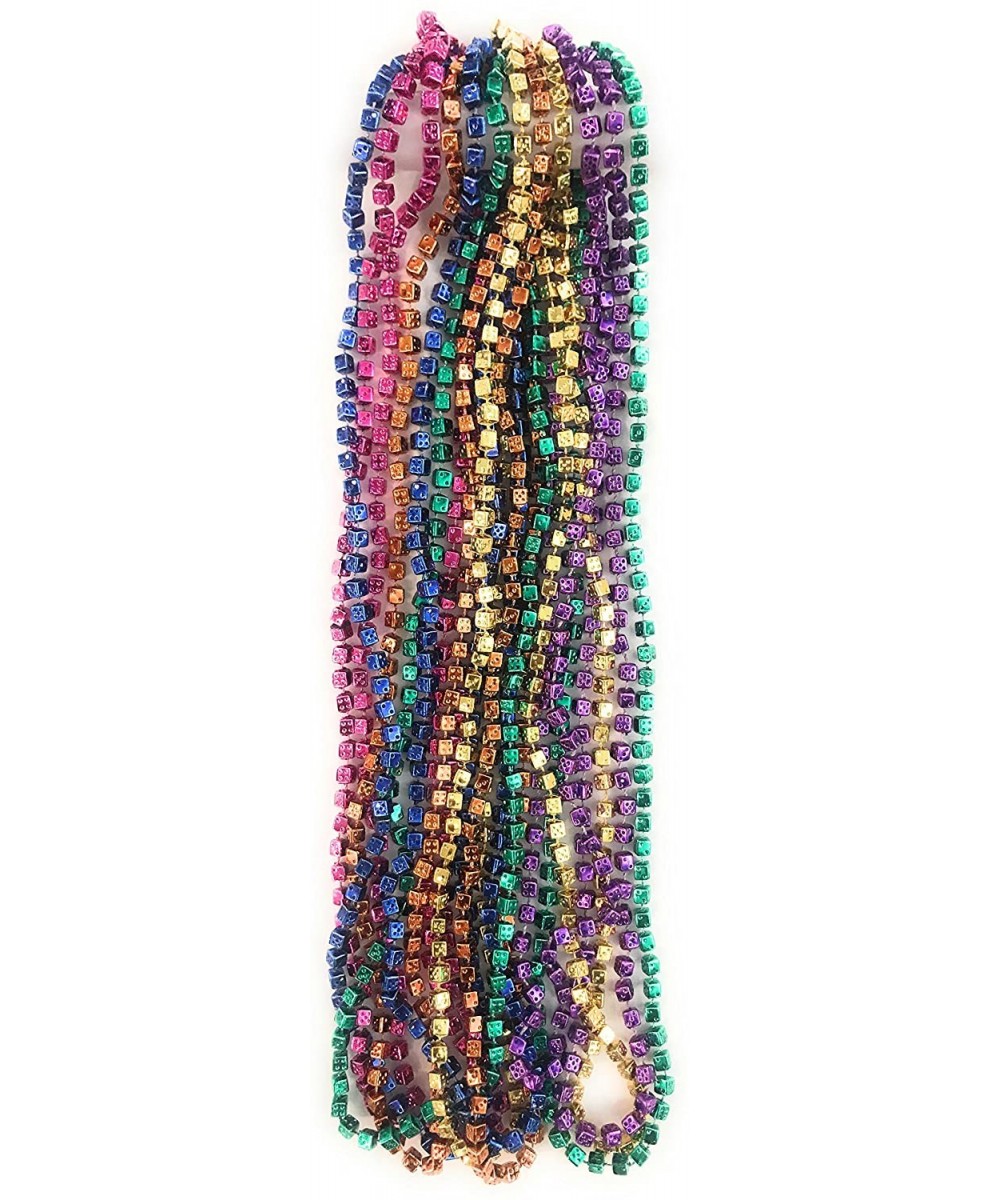 Bunco Dice Mardi Gras Bead Necklaces for Party Favors- 1 Dozen- 12 pieces - CX18GTX7IWE $7.06 Favors