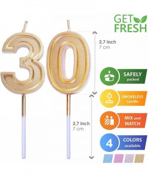 Number 30 Birthday Candle - Large Gold Number Thirty Candles on Stick - Elegant Gold Number Candles for Birthday Anniversary ...