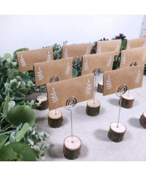 30 Pcs Rustic Wood Place Card Holders with Swirl Wire Wooden Bark Memo Holder Stand Card Photo Picture Note Clip Holders 5.8"...