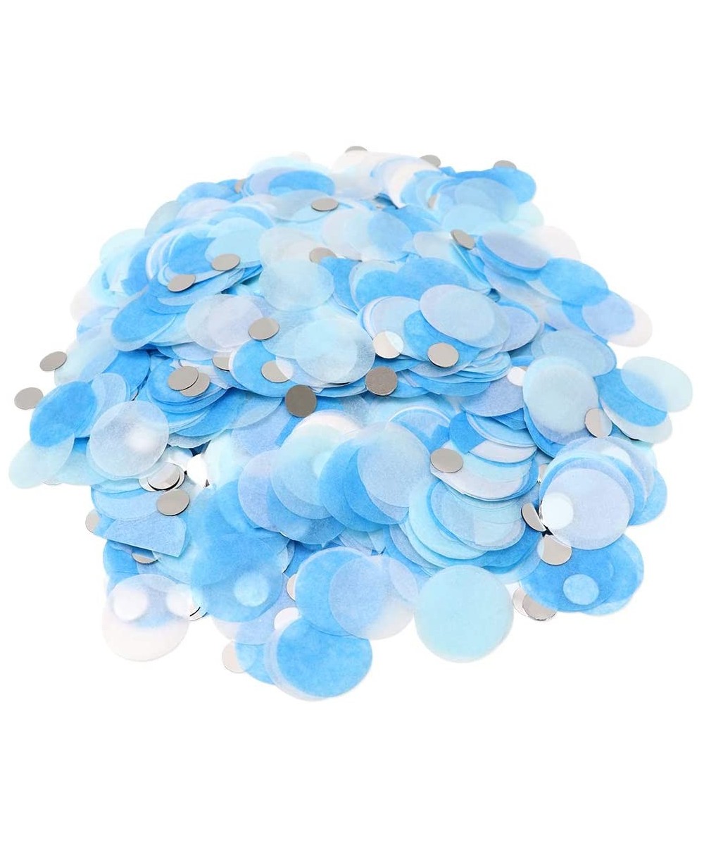 Paper Table Confetti Circles- Party Confetti Dots for Wedding- Holiday- Anniversary- Birthday 1 Inch (1.76 OZ)-Blue White & S...