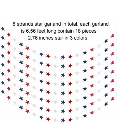 8 Strands Patriotic Star Streamers Banner Garland for 4th of July BBQ- Memorial Day- Veterans Day Party- Independence Day Cel...